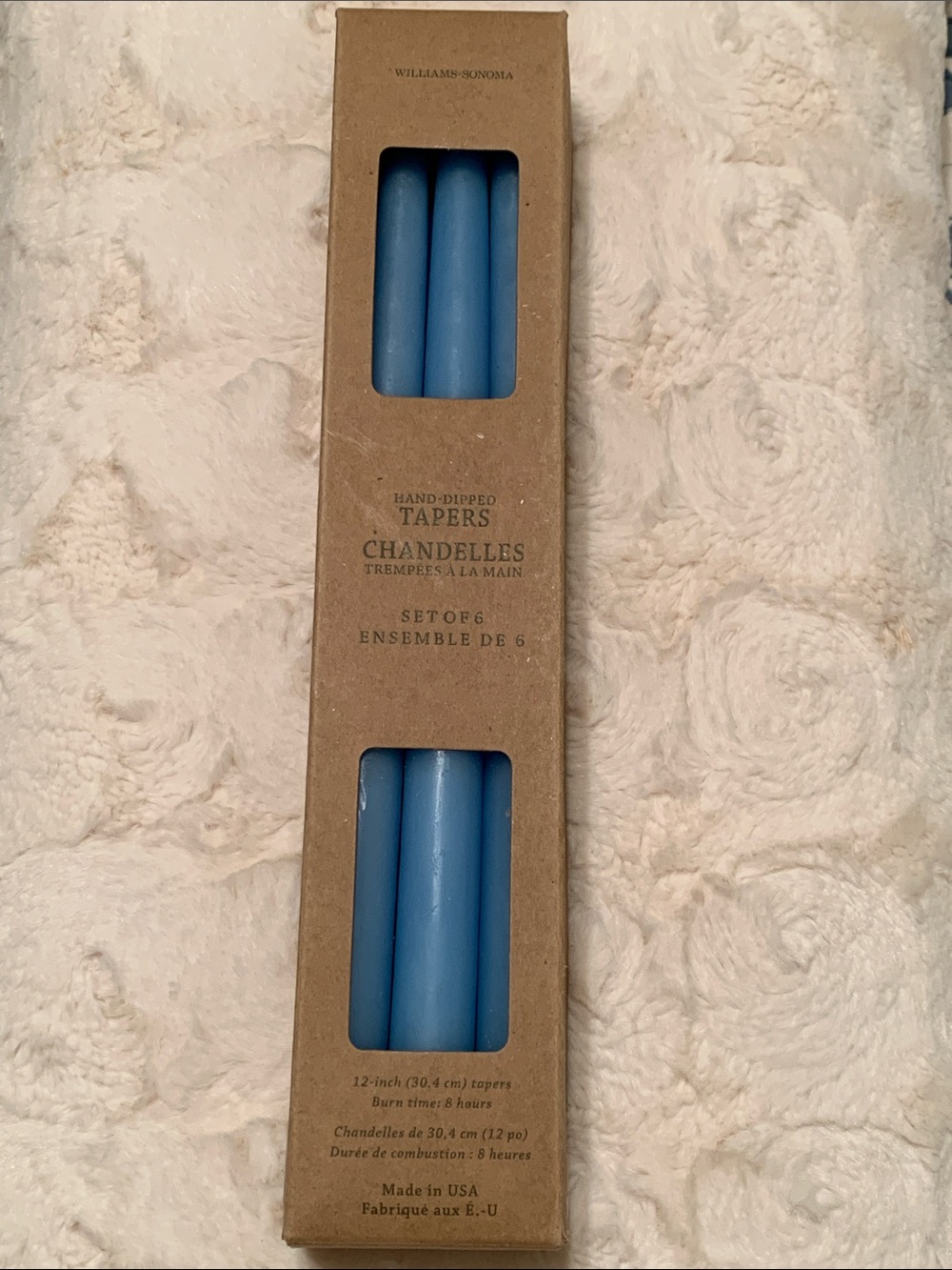 Williams Sonoma Blue Hand-Dipped Taper Candles - Set of 6